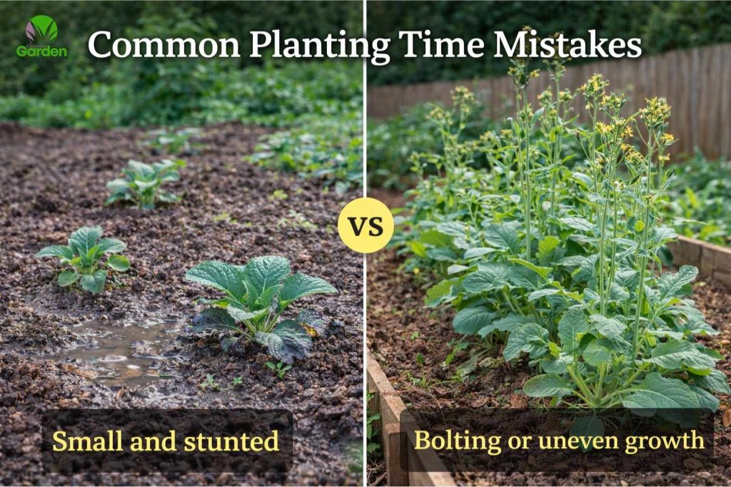 Common planting time mistakes with brassicas including stalled growth and bolting
