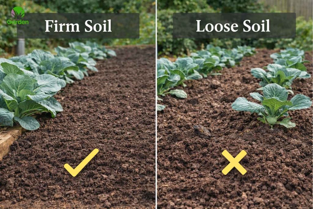 Firm soil compared with loose soil when preparing beds for brassicas in a UK garden