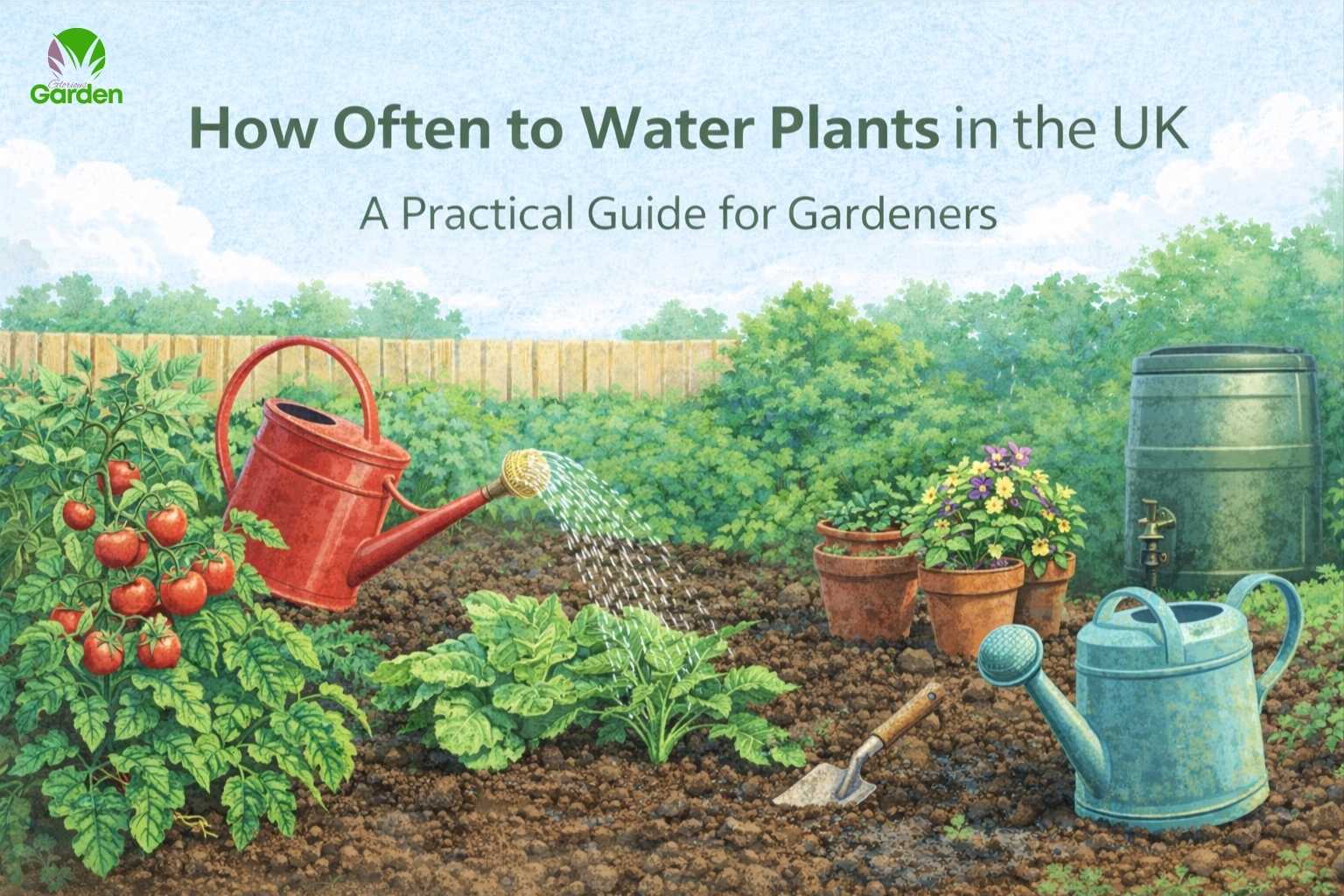 How often to water plants in the UK in a home garden with vegetables and containers