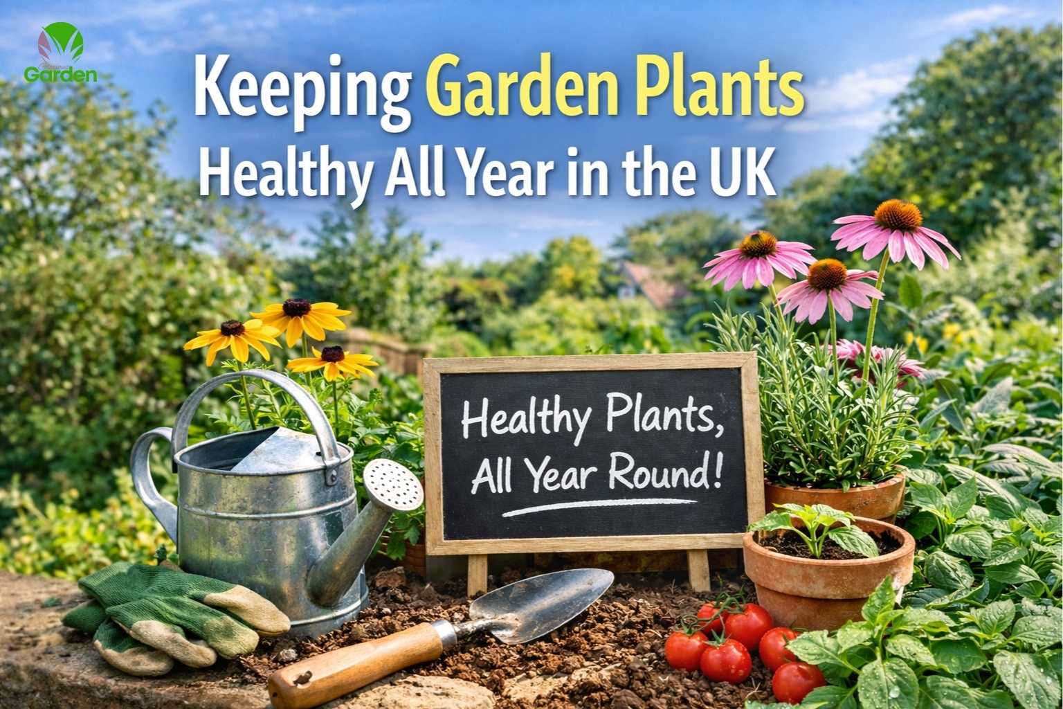 Keeping garden plants healthy all year in the UK with proper watering, seasonal care, and weather protection