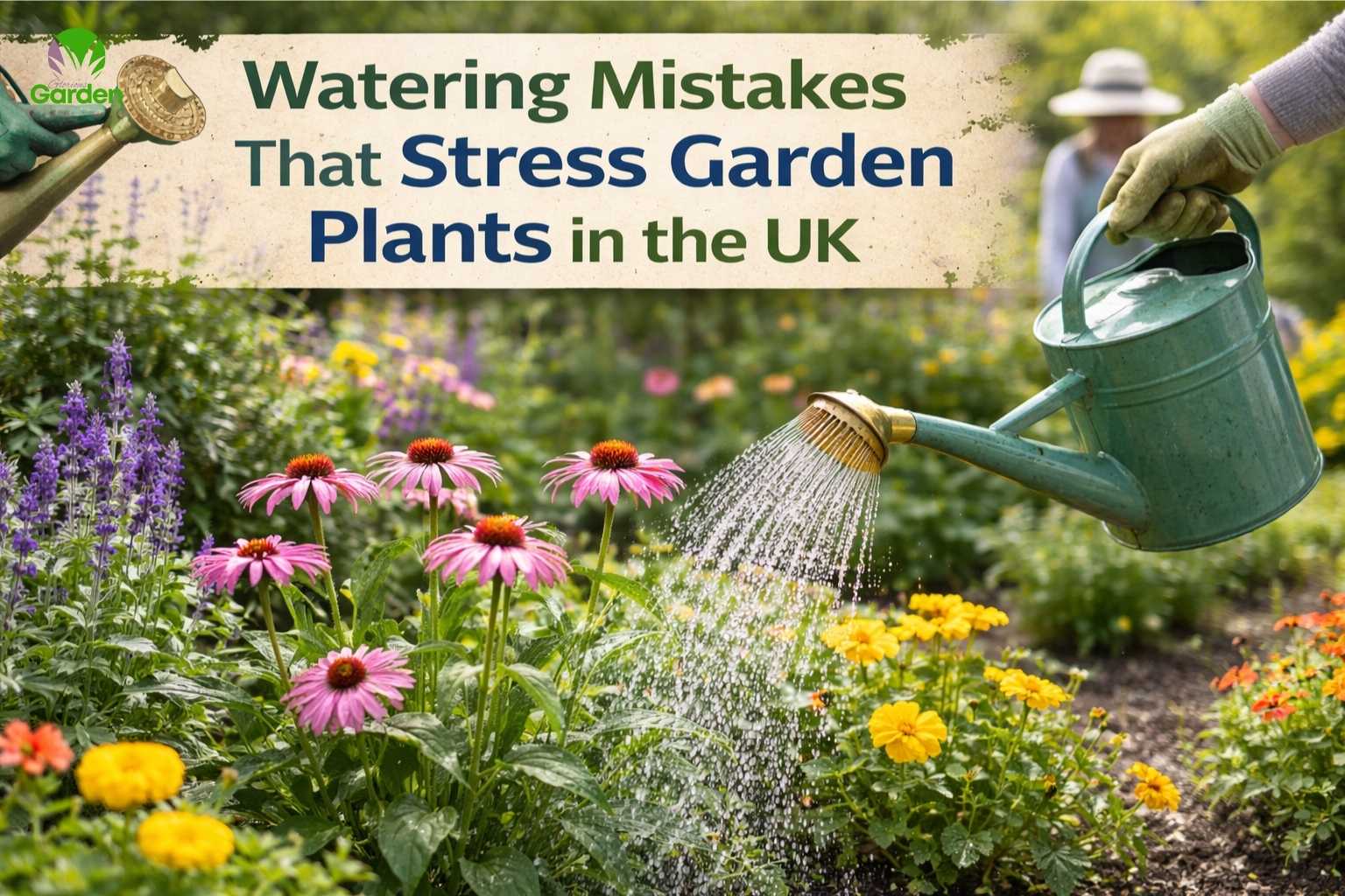 Watering mistakes that stress garden plants in the UK, shown by uneven growth and wilted leaves