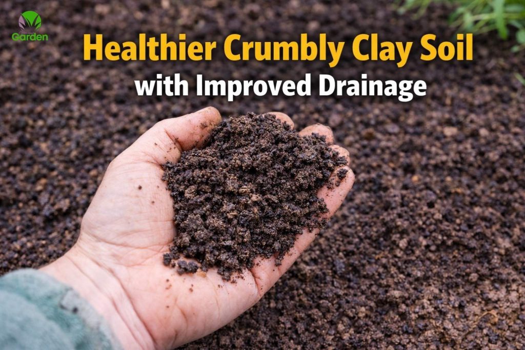 Healthy crumbly clay soil with improved drainage and structure