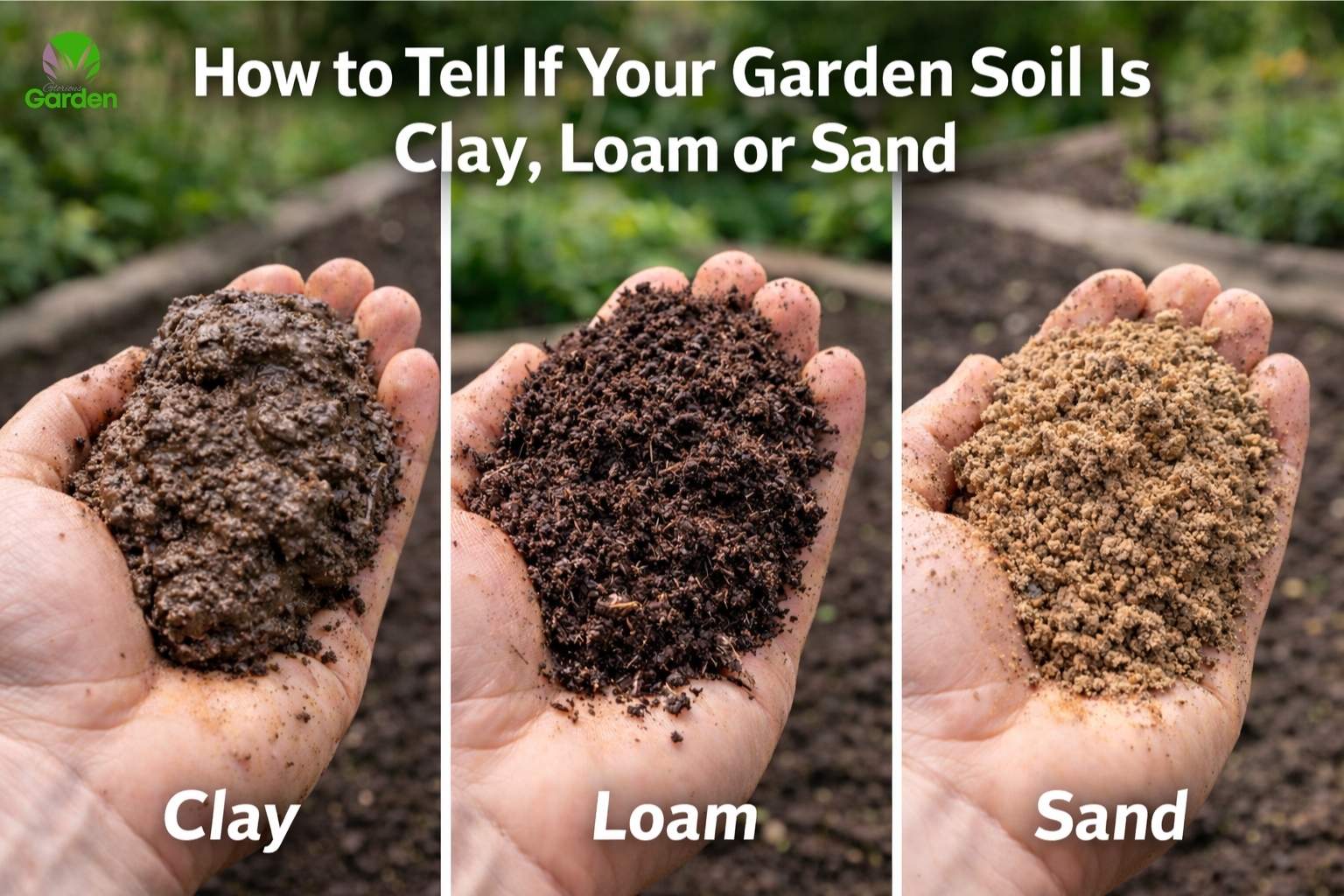 How to tell if your garden soil is clay, loam or sand showing soil texture comparison
