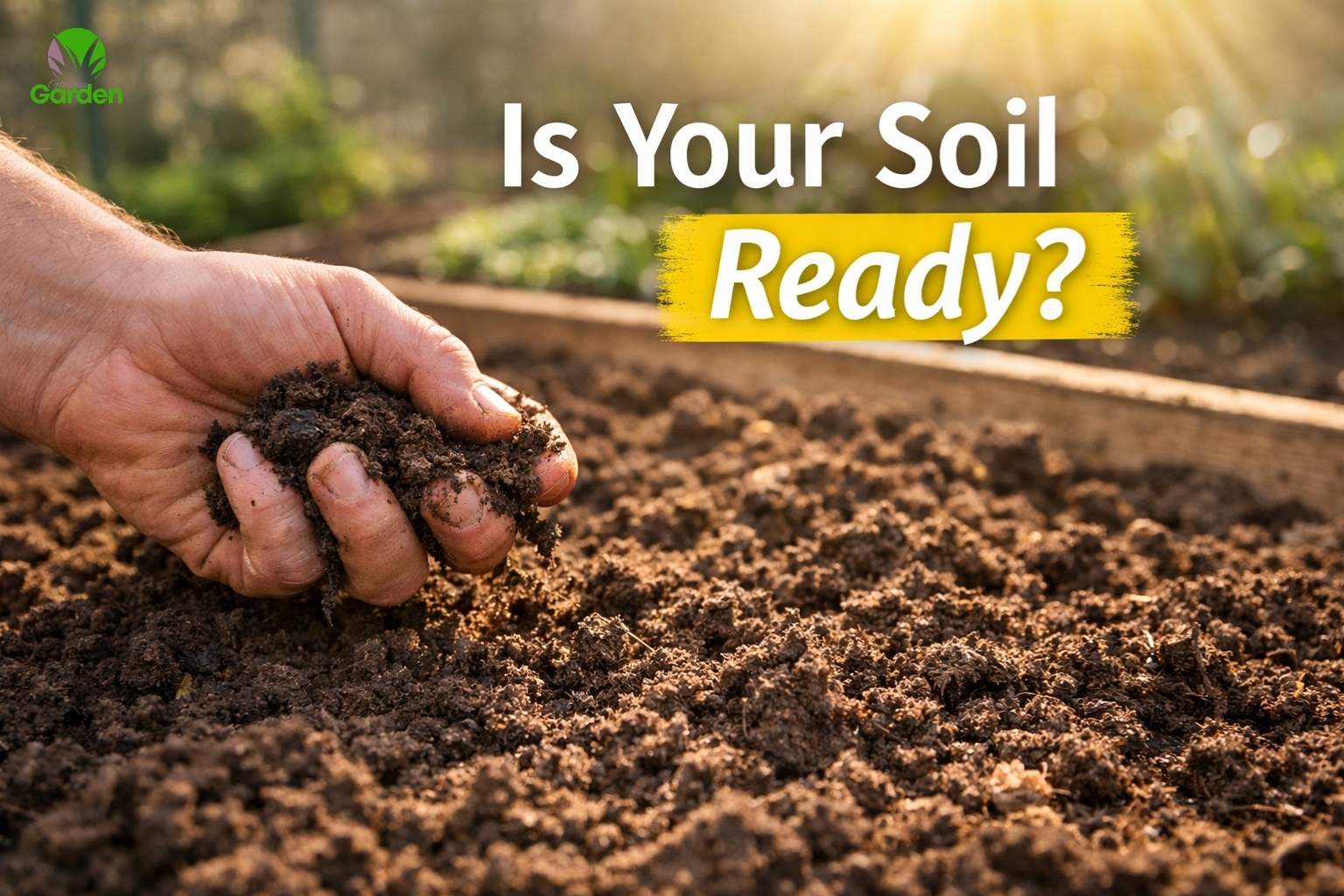 Gardener testing crumbly warm soil in a raised bed showing soil ready for planting vegetables in spring.