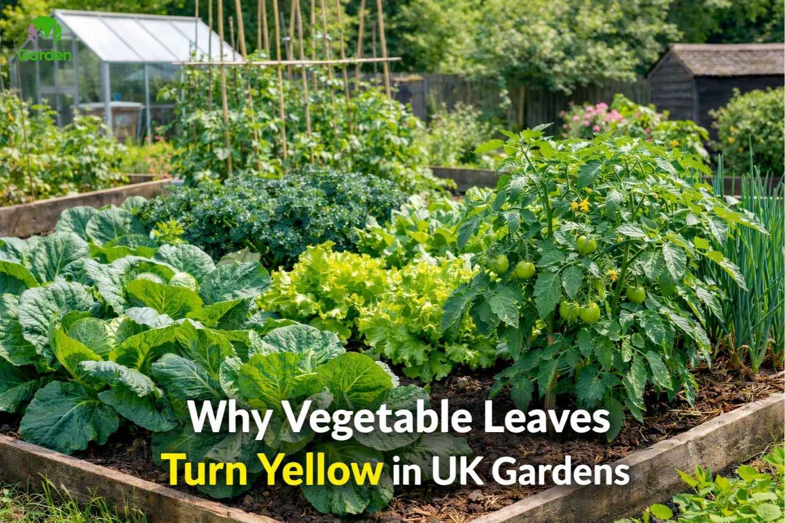 Why vegetable leaves turn yellow in UK gardens with healthy growing crops