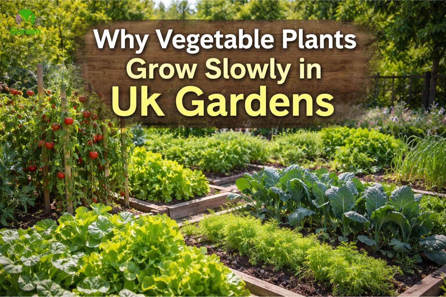 Healthy vegetable garden in a UK allotment showing strong plant growth and productive crops