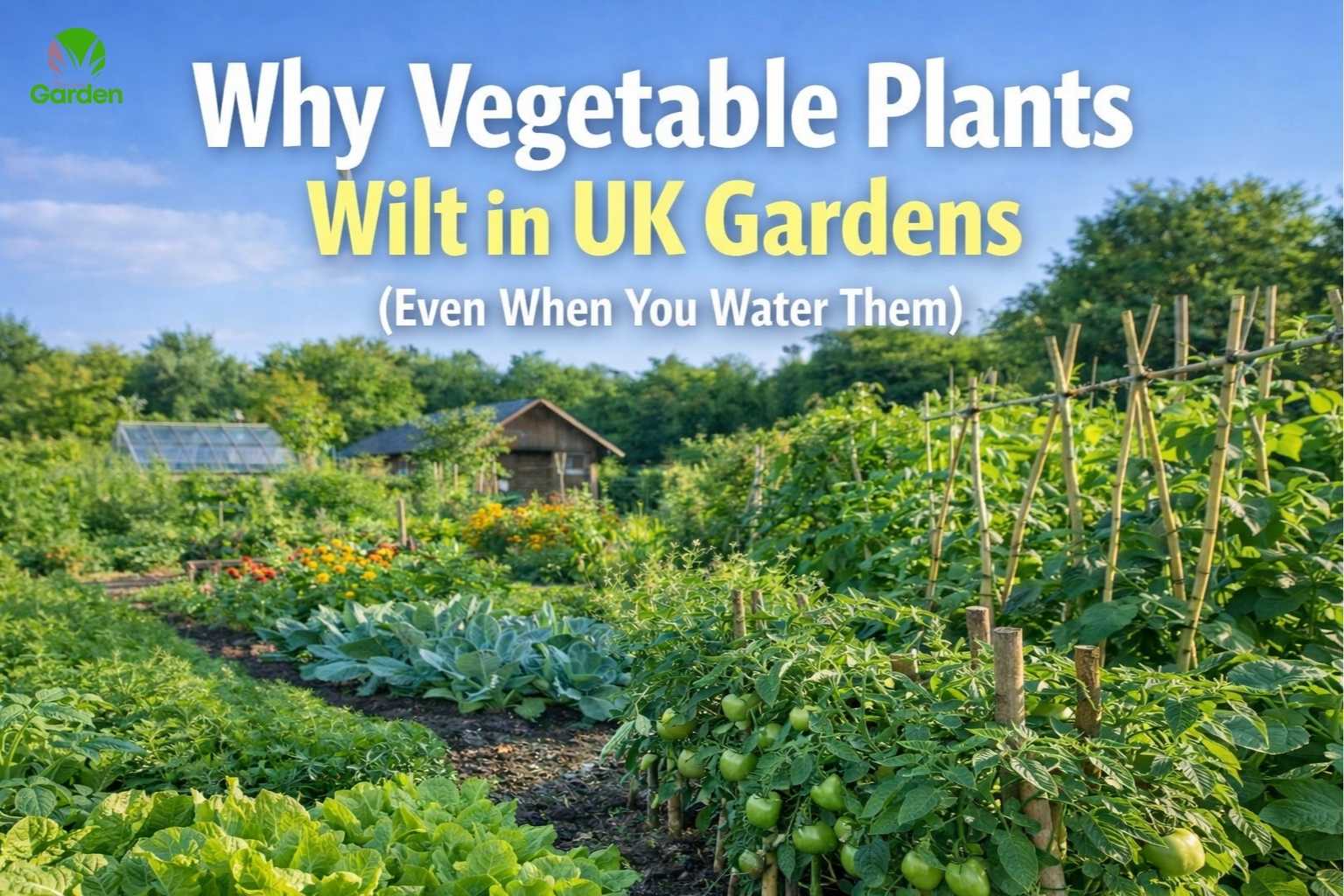 Healthy vegetable plants growing strongly in a UK garden with rich soil and good drainage