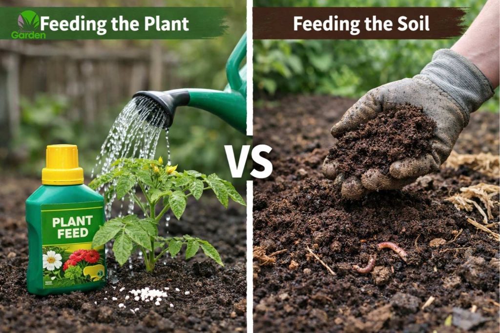feeding the soil vs feeding the plant in a UK garden with compost and liquid feed