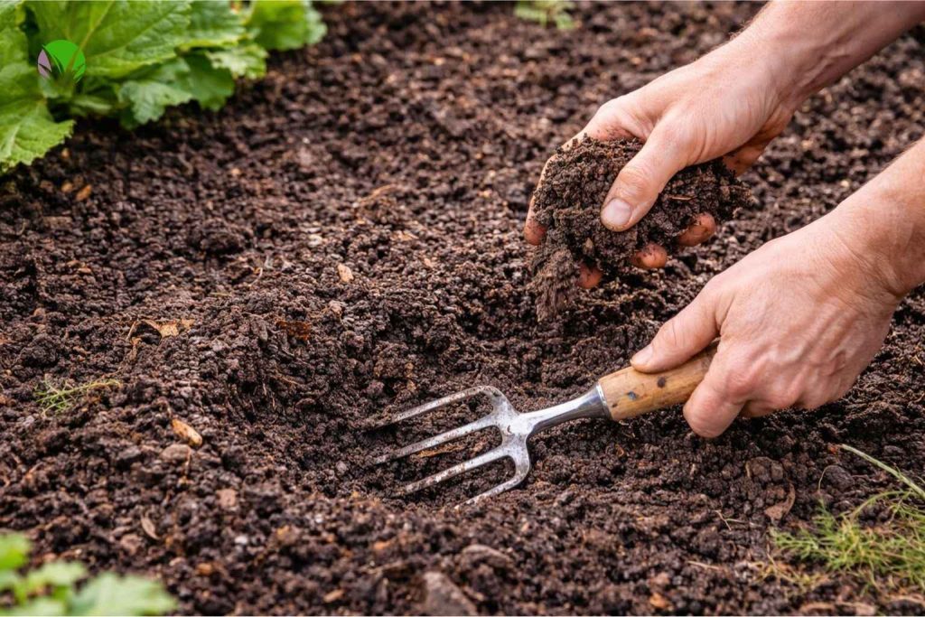 Healthy garden soil prepared for growing vegetables in the UK