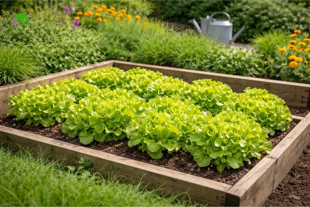 Lettuce growing in a UK garden bed