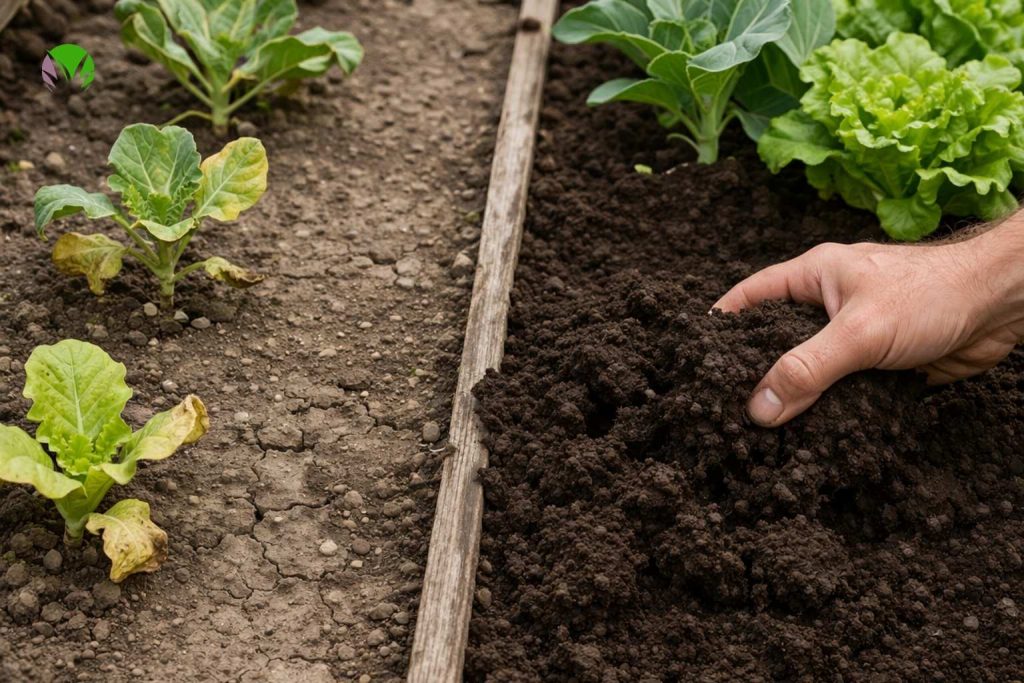 Poor soil structure in a UK vegetable garden bed