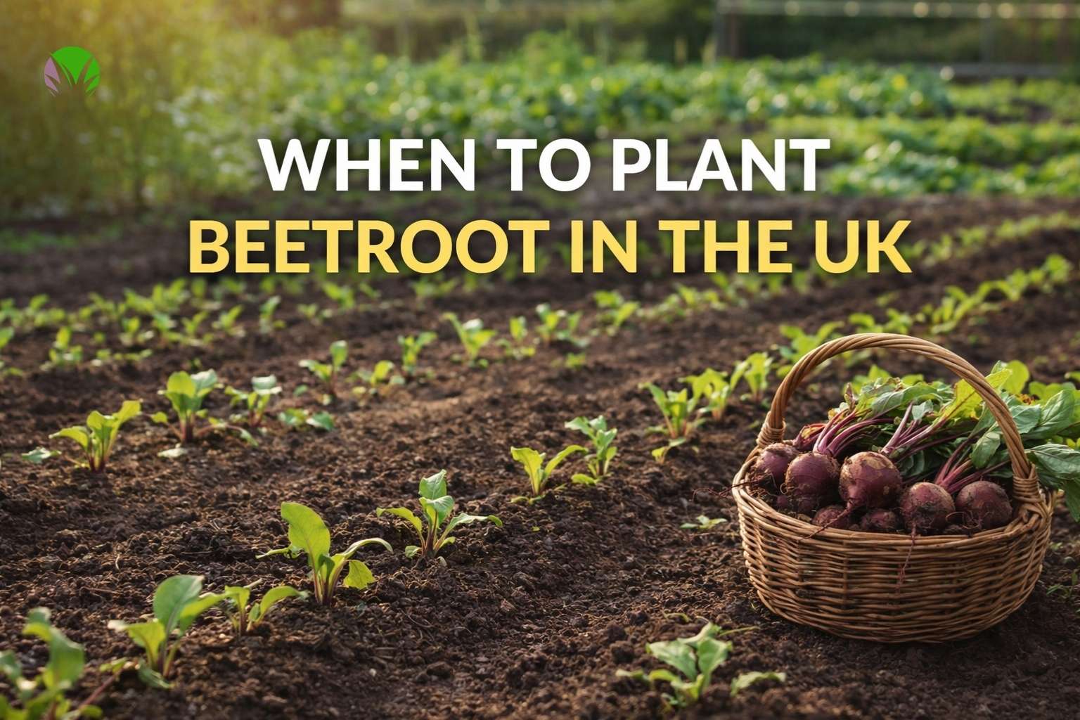 when to plant beetroot in the UK with seedlings growing and harvested beetroot in basket