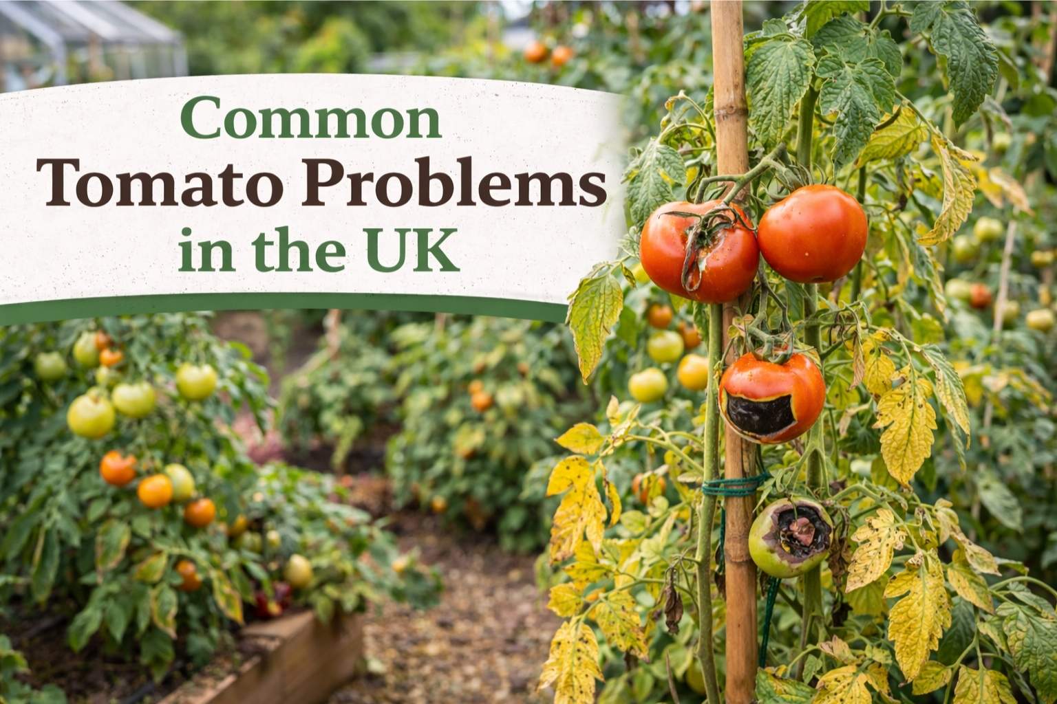 Common tomato problems on tomato plants in a UK garden