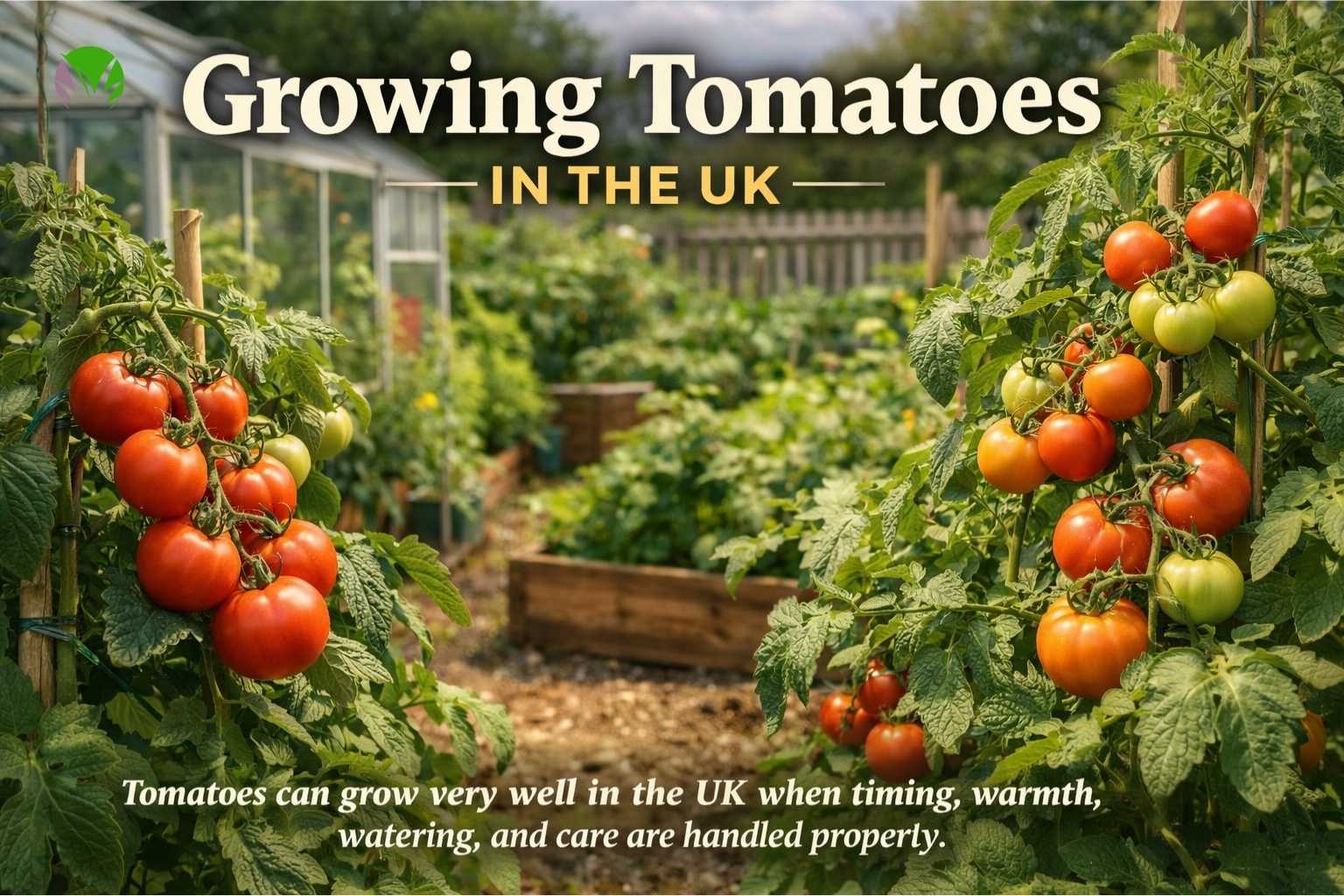 Healthy tomato plants growing in a UK garden