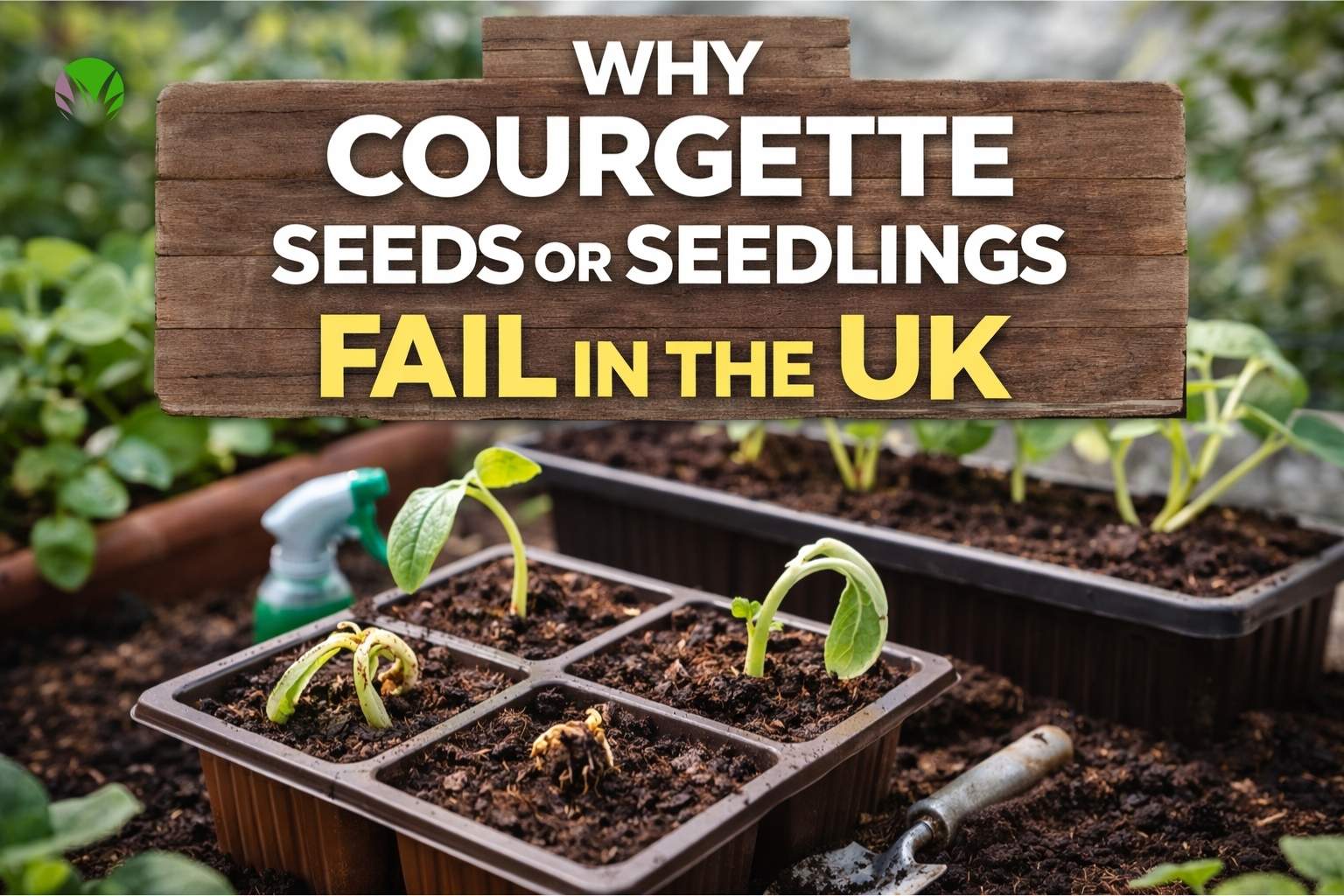 Why courgette seeds or seedlings fail in the UK featured image showing weak young courgette seedlings