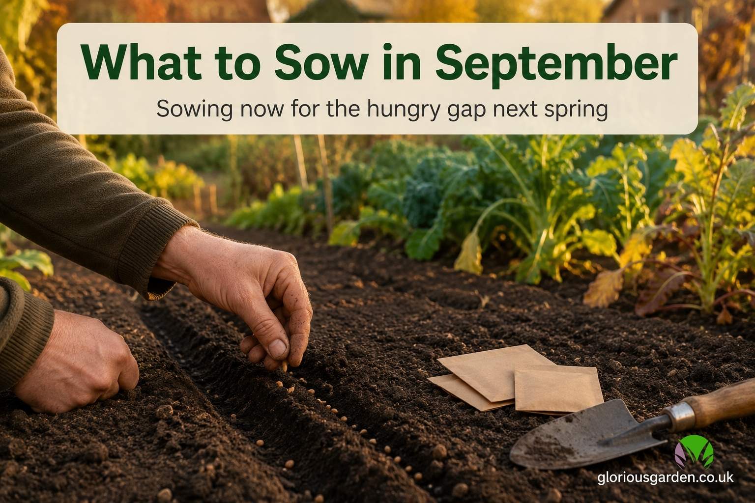 What to sow in September UK, sowing winter salad seed into a cleared autumn bed